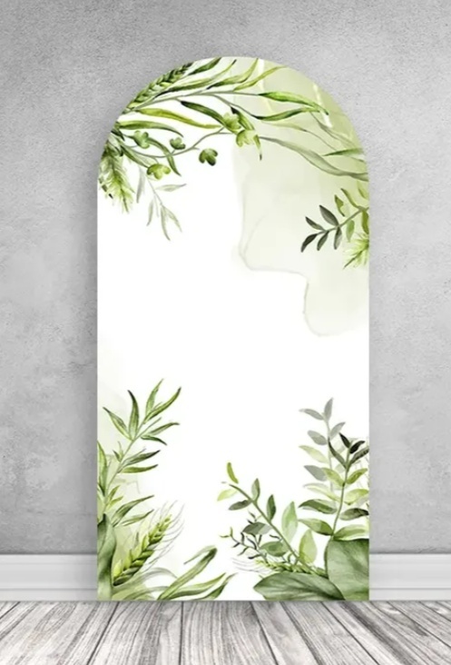 Painel Tecido Romano Detalhes Folhas -  Jenaina Decoração e Locação 
