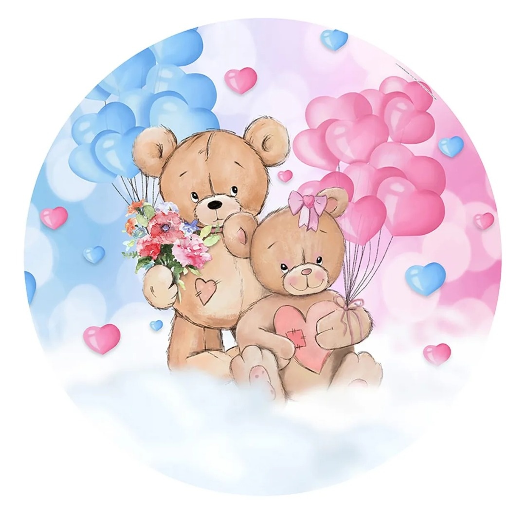 Painel Revelação Ursos Rosa E Azul 1,5 / 1,5 -  Jenaina Decoração e Locação 