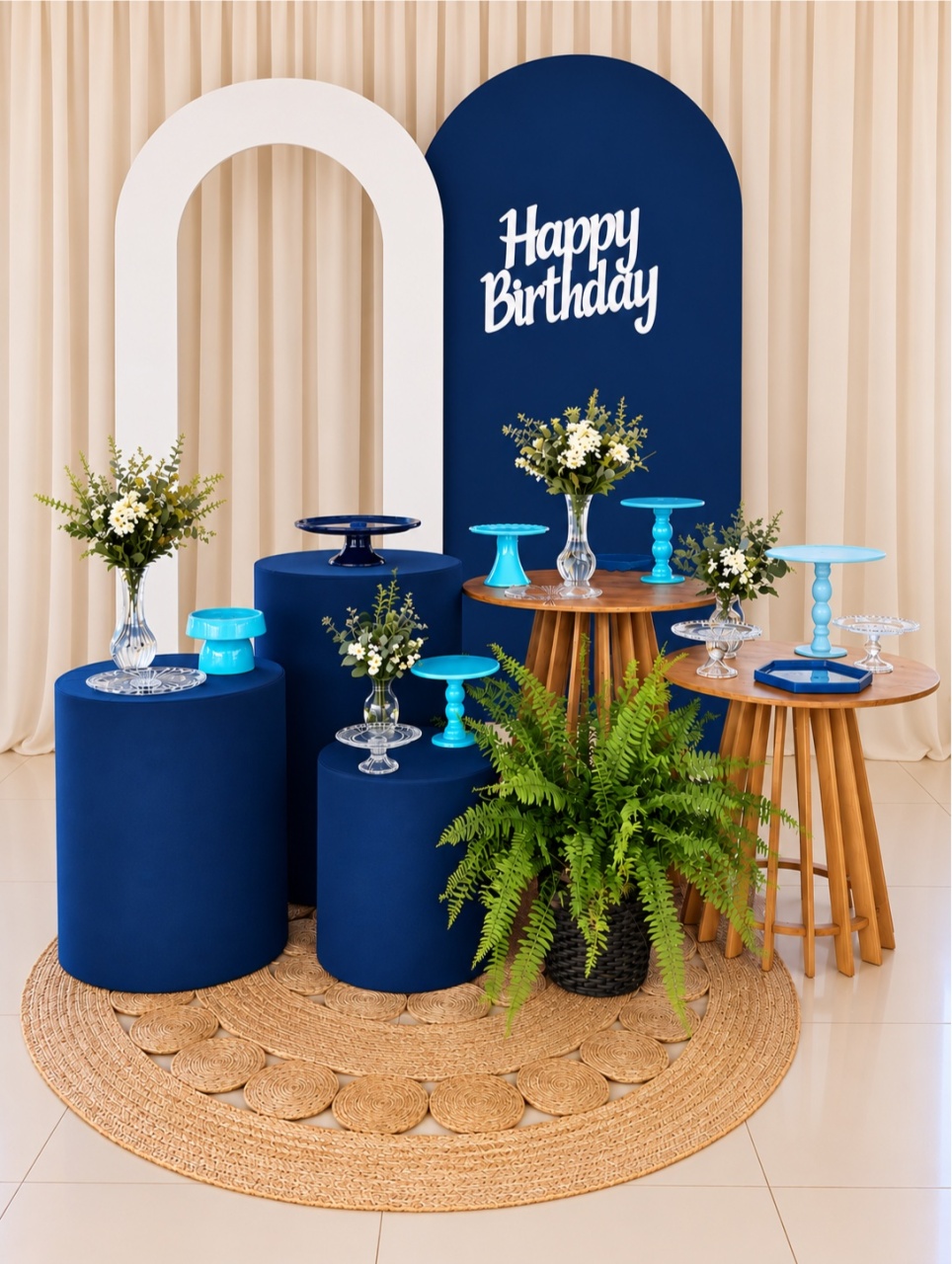 Adulto Azul Royal E Branco -  Jenaina Decoração e Locação 