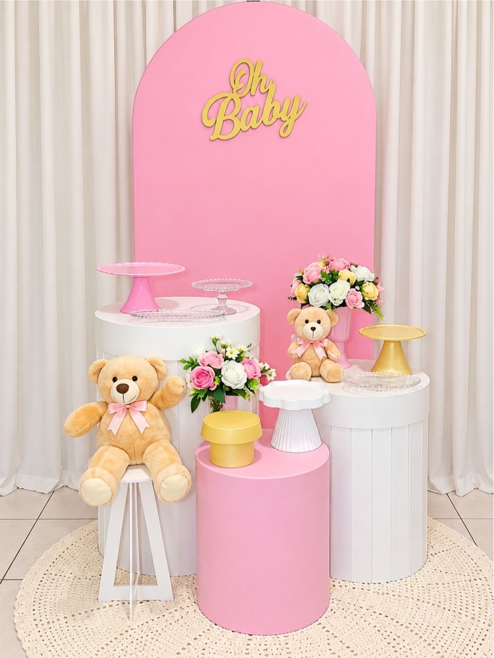 Chá de Bebê (Rosa E Branco ) -  Jenaina Decoração e Locação 