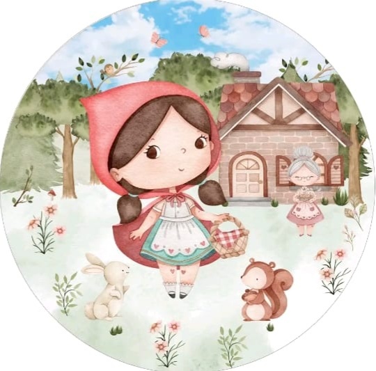 Mini Painel Chapeuzinho Vermelho Aquarela -  Jenaina Decoração e Locação 