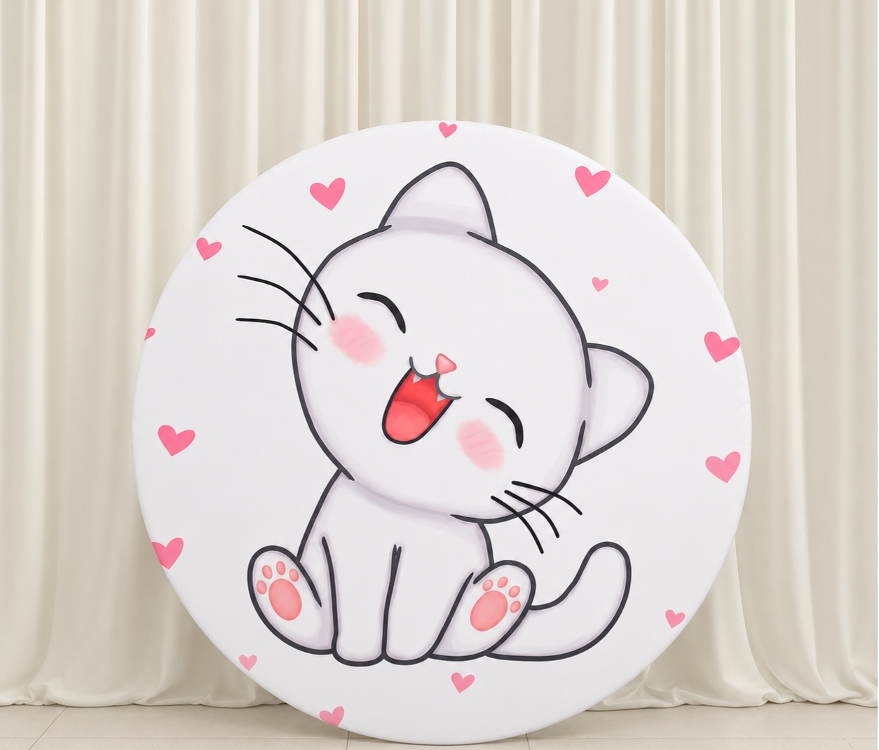 Painel Tecido Redondo Gatos -  Jenaina Decoração e Locação 