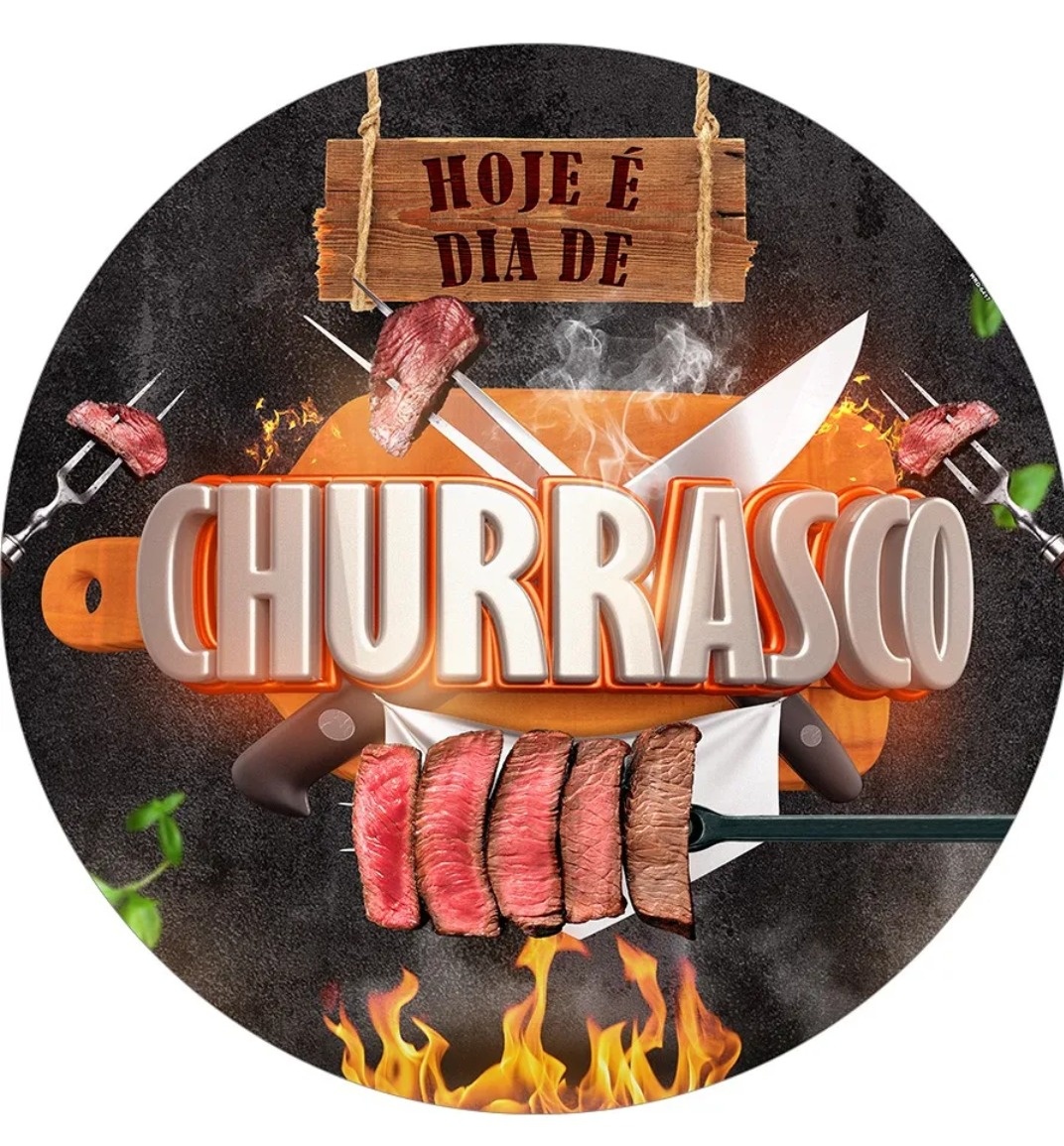 Painel Tecido Churrasco 1,5 /1,5 -  Jenaina Decoração e Locação 