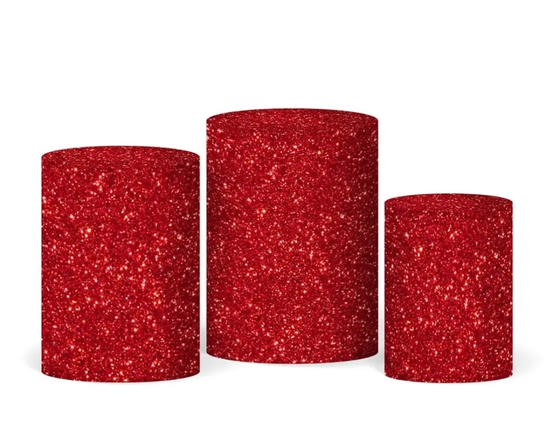 Trio de Capas de Cilindro Glitter Vermelho - SIMONE DOS REIS