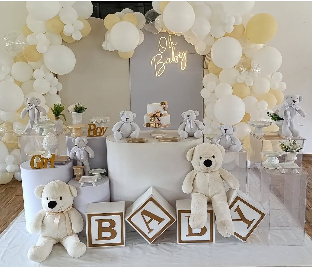 Decoração Chá Revelação Branco E Bege 1 - SIMONE DOS REIS