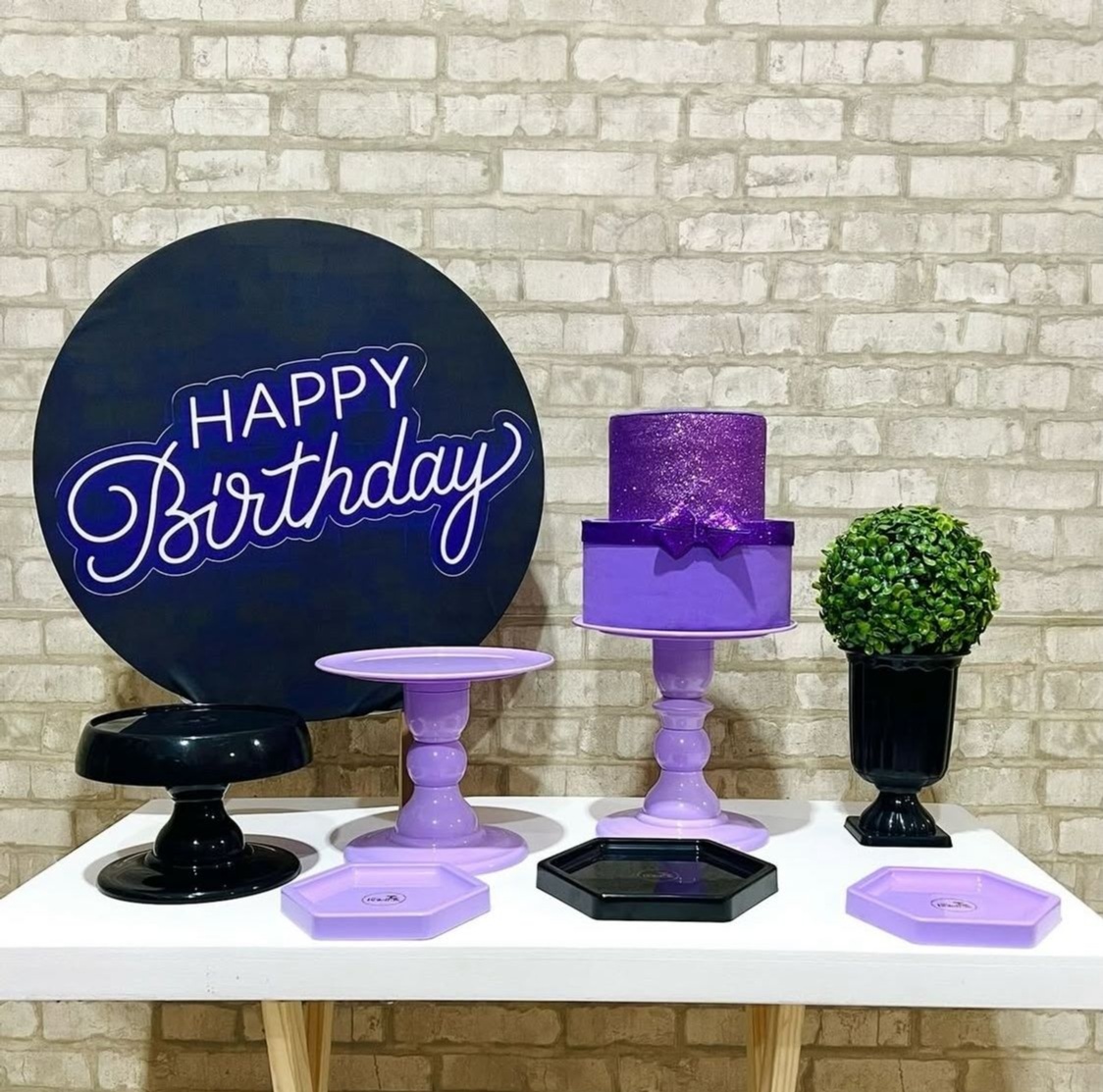 Kit de Mesa - Happy Birthaday Lilas E Roxo - Léo Borges 