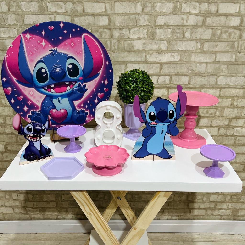 Kit de Mesa - Stitch Rosa - Léo Borges 
