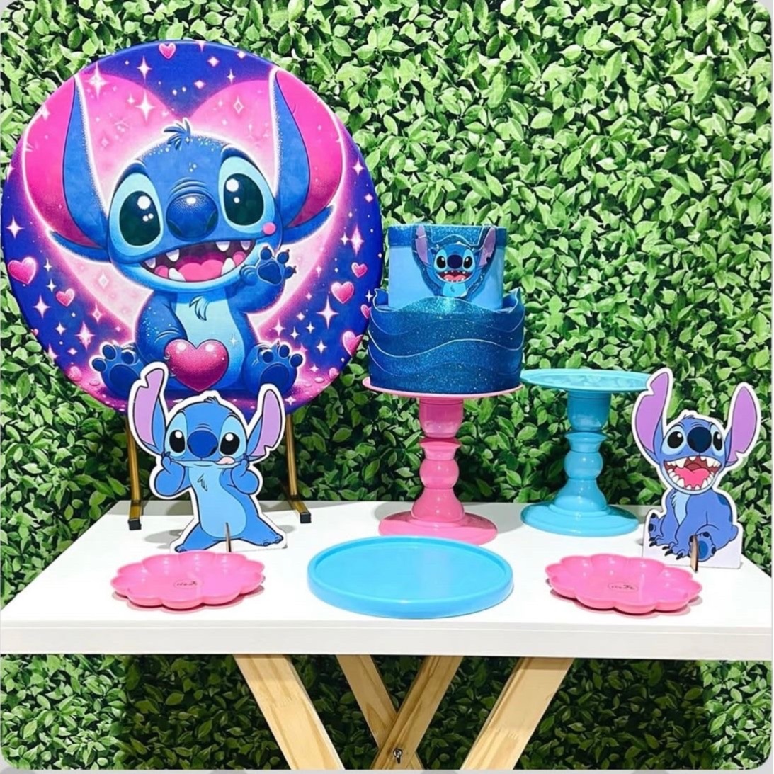 Kit de Mesa - Stitch Rosa - Léo Borges 