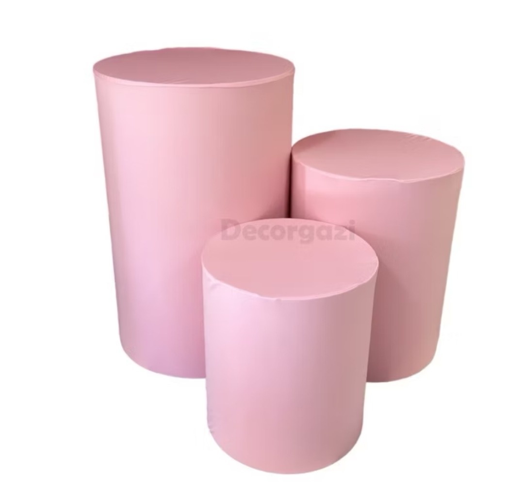 Trio Capas Cilindros Rosa Claro - Gê Locação 