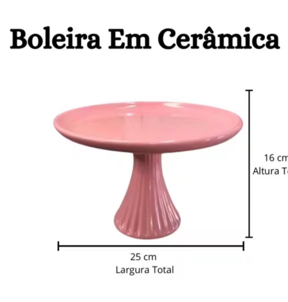 Boleira Em Cerâmica Rosa - Gê Locação 