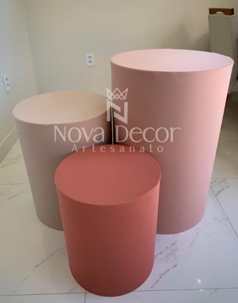 Trio Capas Cilindros Rosa Velho - Gê Locação 