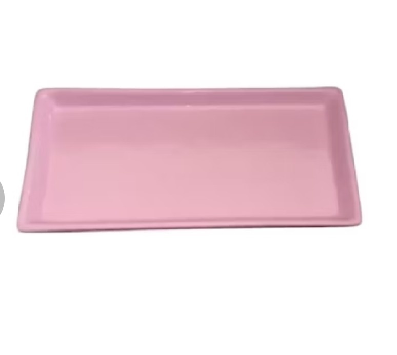Bandeija Ceramica Retangular Rosa - Gê Locação 