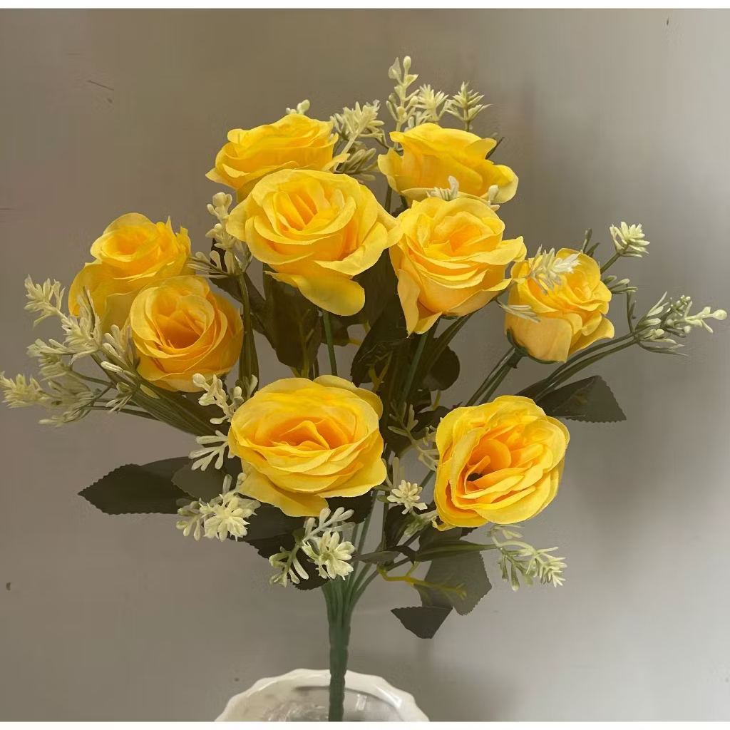 Flor Artificial Amarela 9 Flores - Gê Locação 