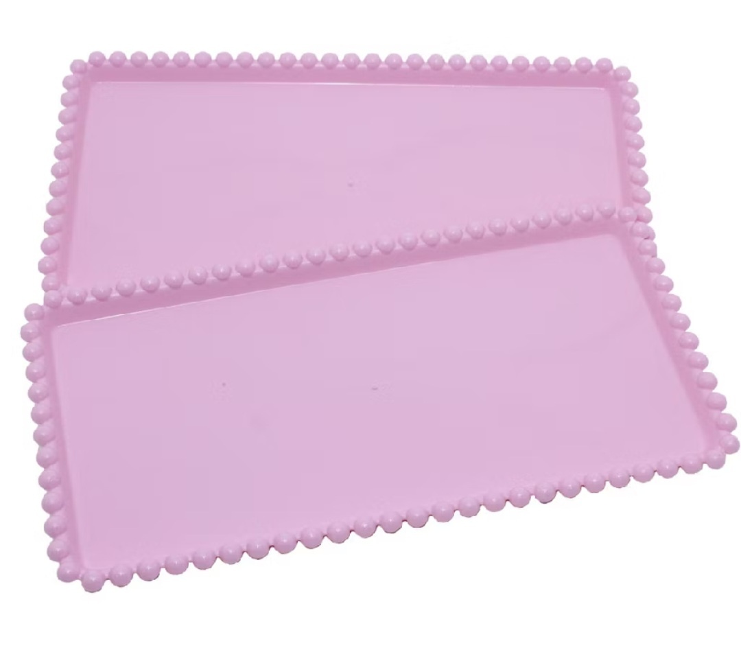 Bandeija Quadrada Doces Rosa Bebê Plástico - Gê Locação 