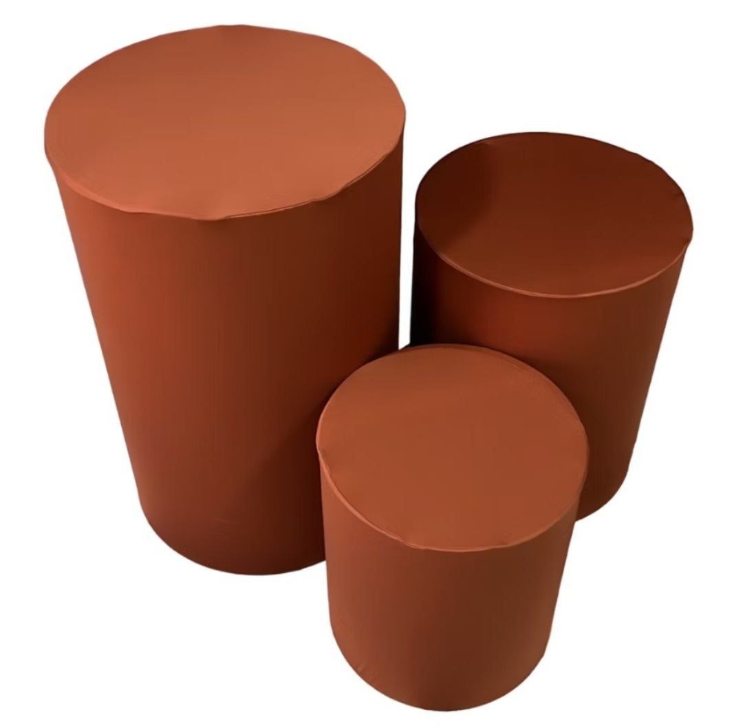 Trio Capas Cilindros Terracota - Gê Locação 