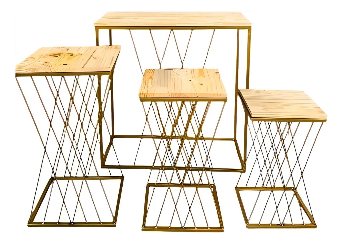 Mesa Treliça Dourada - Atelier Fernànda Ferreira