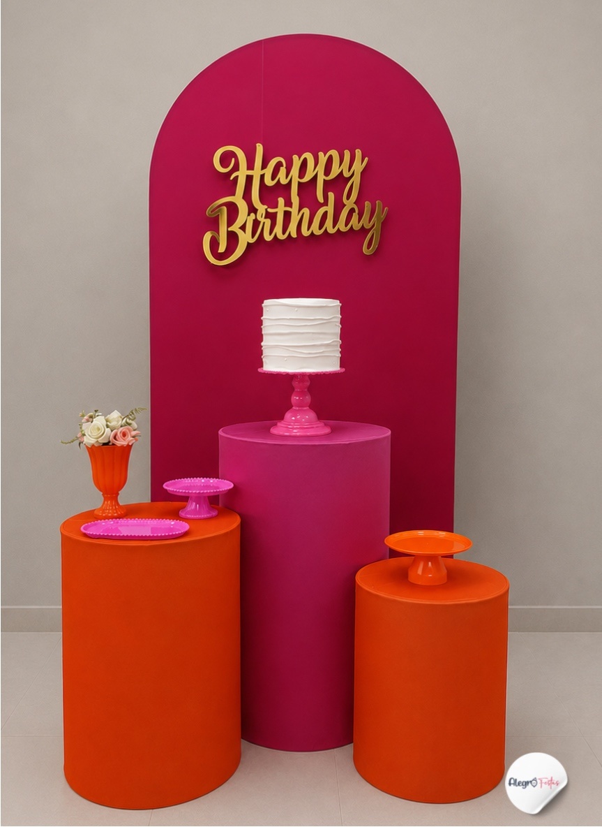 Happy Birthday Pink E Laranja - Catálogo Online - Alegrô Festas