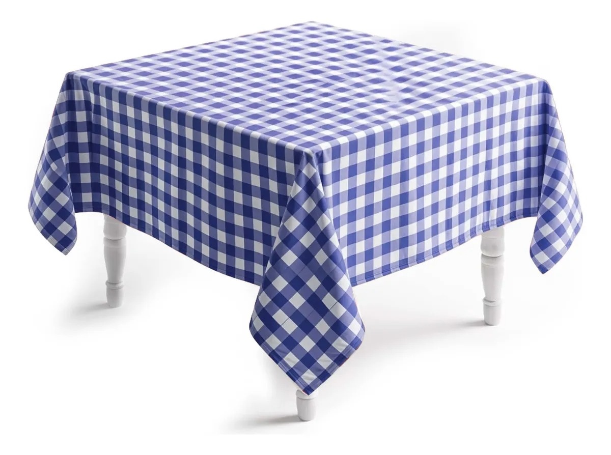 Toalha Quadrada  1.50 X1.50 Xadrez Azul Escuro  - Lis Mesa Posta