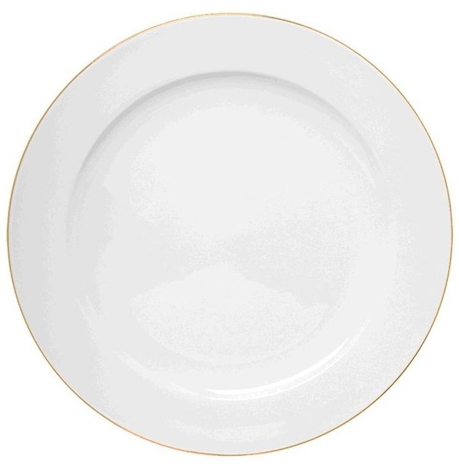 Prato Raso de Porcelana Borda Dourada  - Lis Mesa Posta
