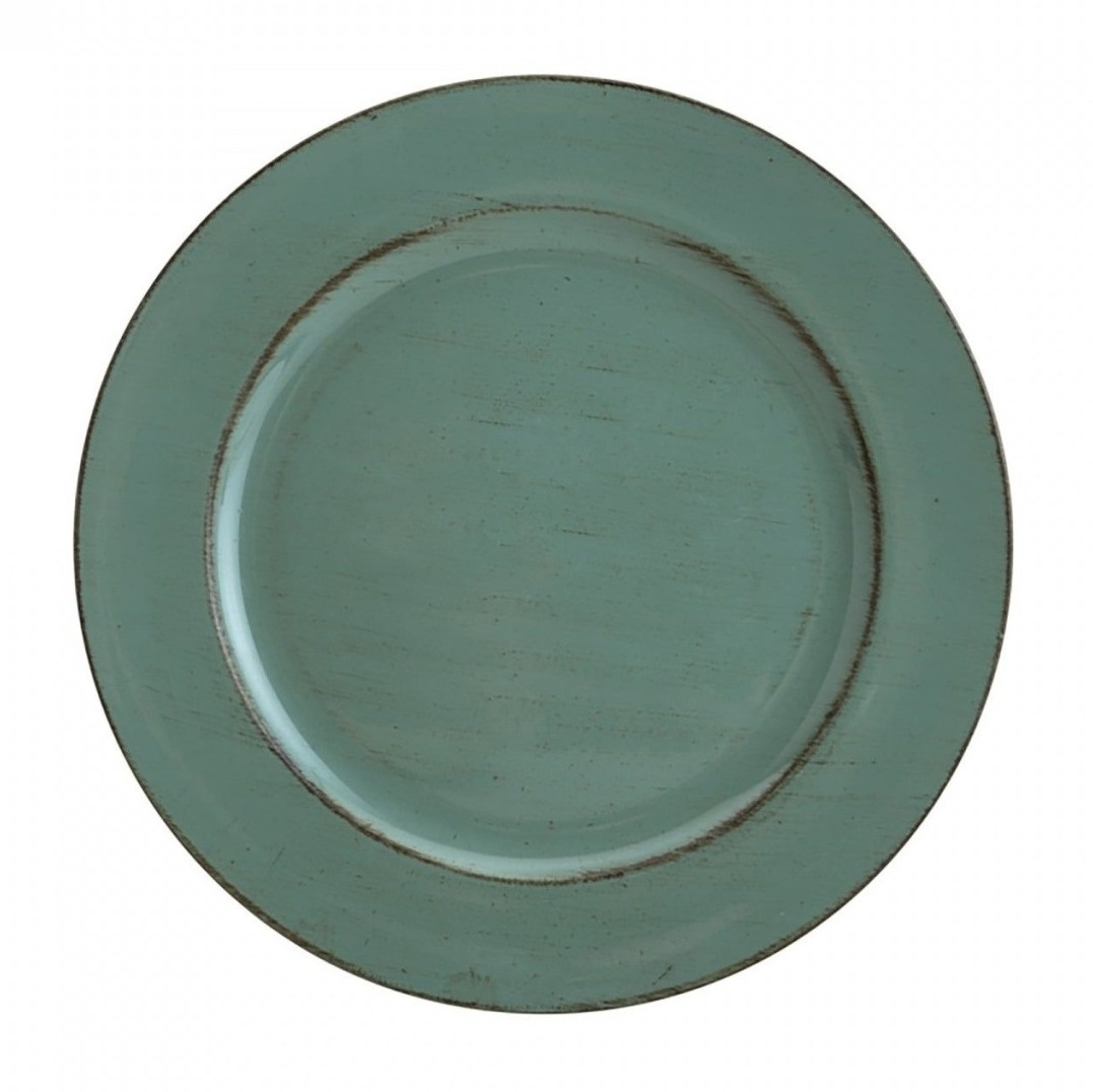 Sousplat Patinado Opala Verde Celadon - Lis Mesa Posta
