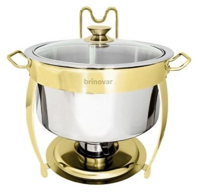 Rechaud Redondo Inox  Prata/Dourado - Lis Mesa Posta