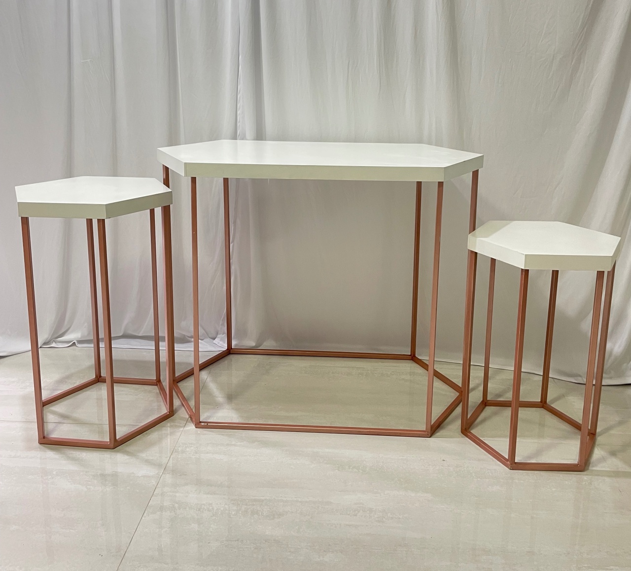 Trio Mesa Rose Gold Tampo Branco  - Girassolfestas