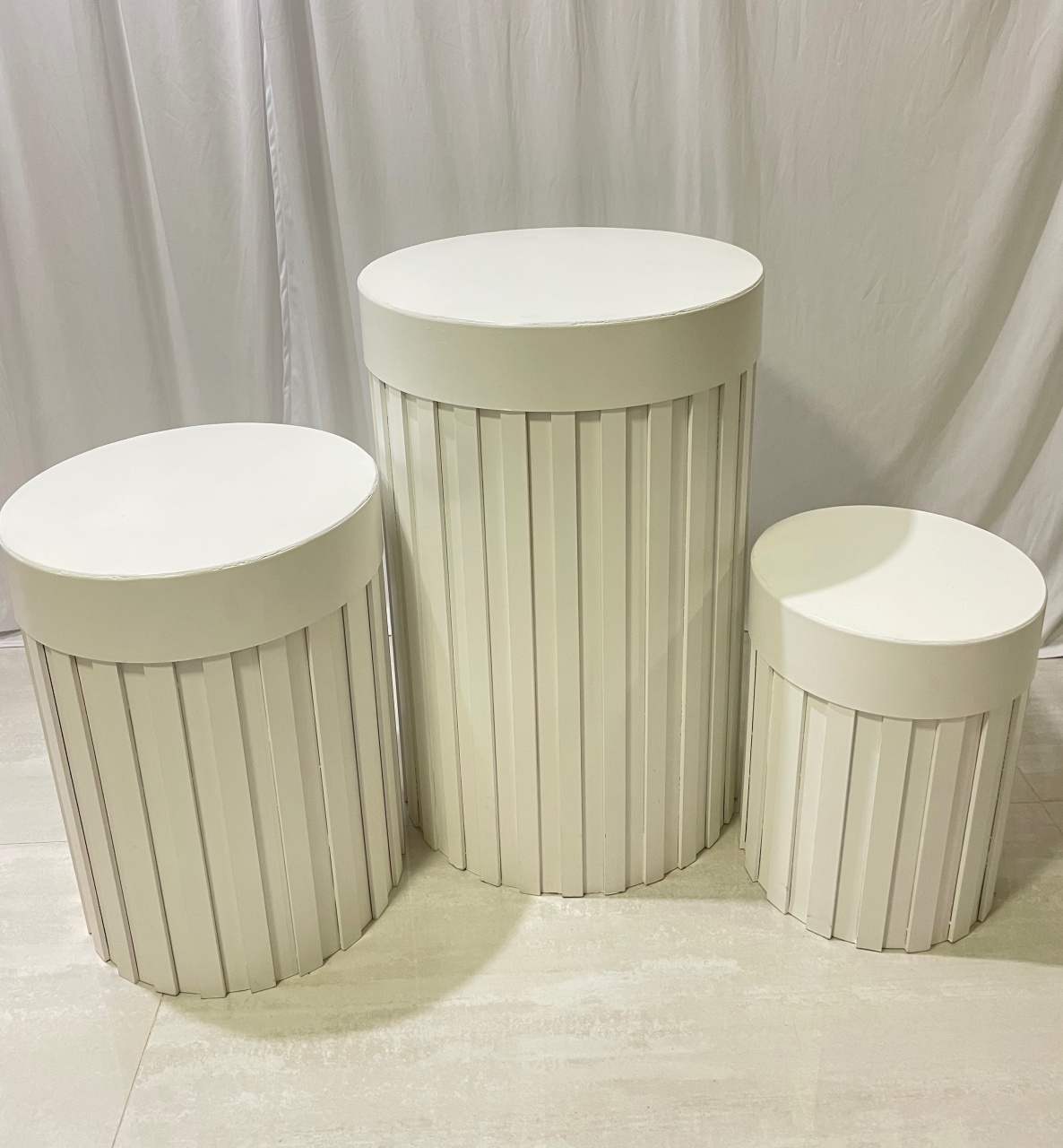 Trio Cilindros Ripados Branco  - Girassolfestas
