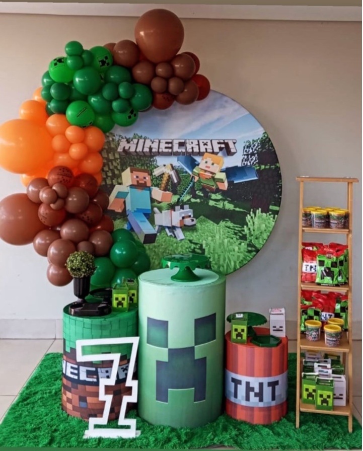 Minecraft Decoração Com Balões - Mary festas 