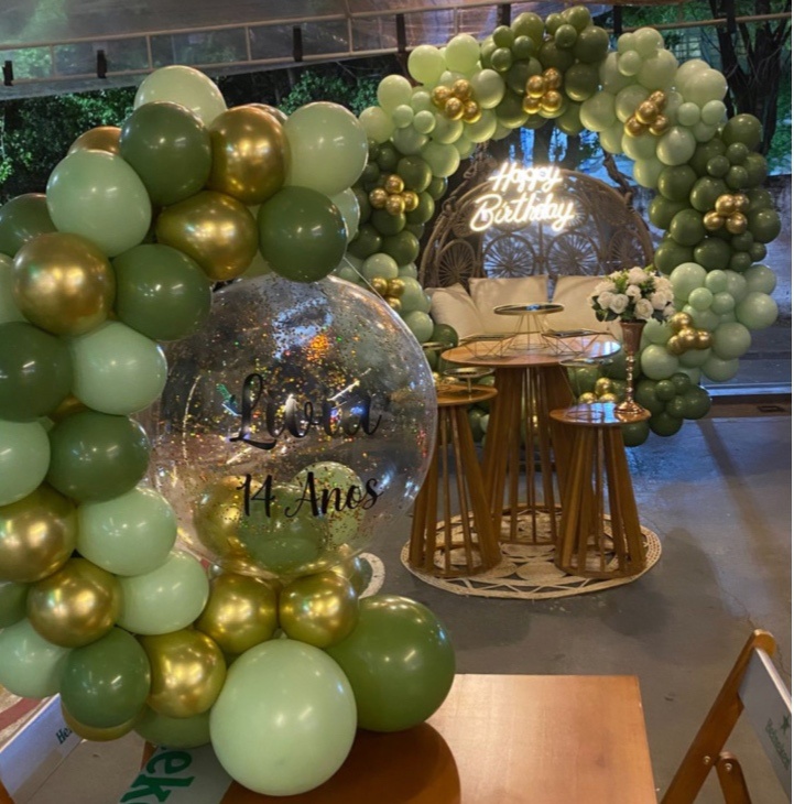 Decoração Com Balões Verde - Mary festas 
