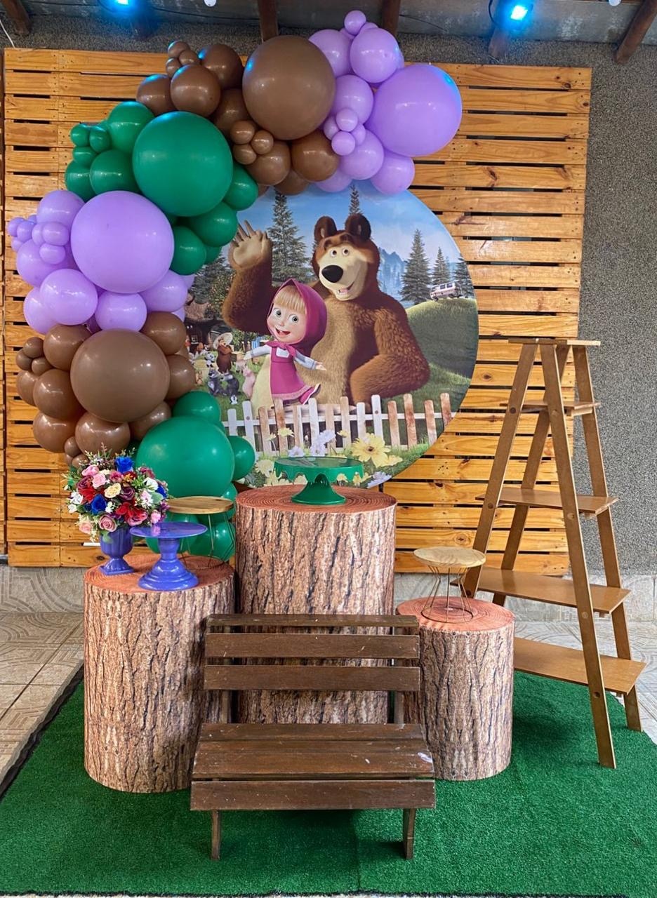 Dec Com Balões Marsha E Urso - Mary festas 