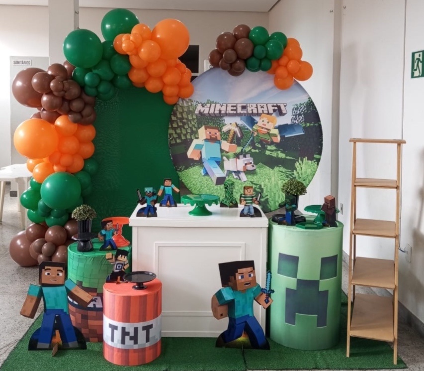 Minecraft Dec Com Balões - Mary festas 