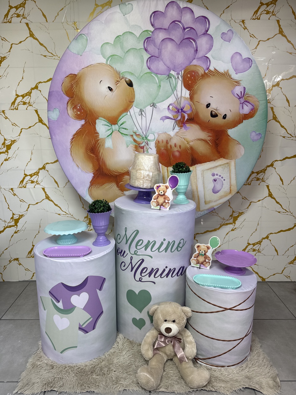 Kit Bronze 2 - Revelação Lilás E Verde - PinkBluedecoracoes