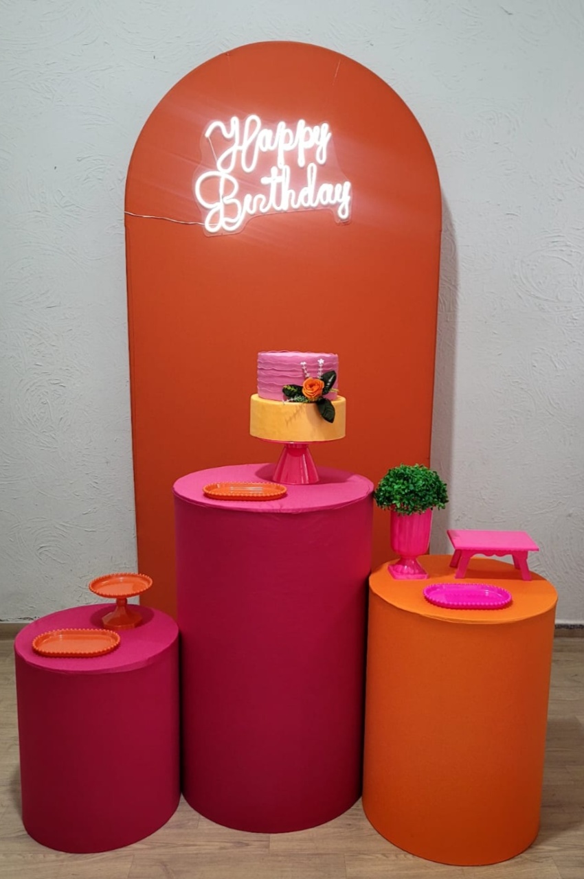 Decoração Pink E Laranja 2 - Ph Pegue e Monte