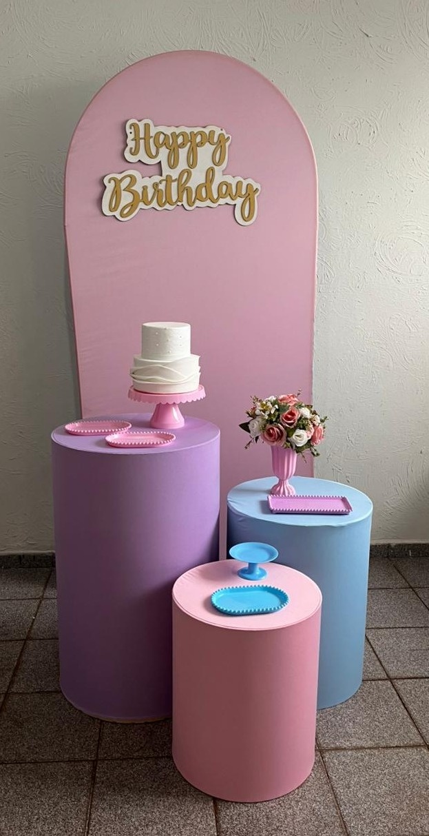 Decoração Rosa Bebê/Lilás Kit Prata   - Ph Pegue e Monte