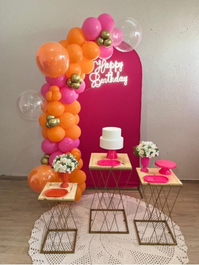 Decoração Pink Painel Romano (Kit Com Bexiga) - Ph Pegue e Monte