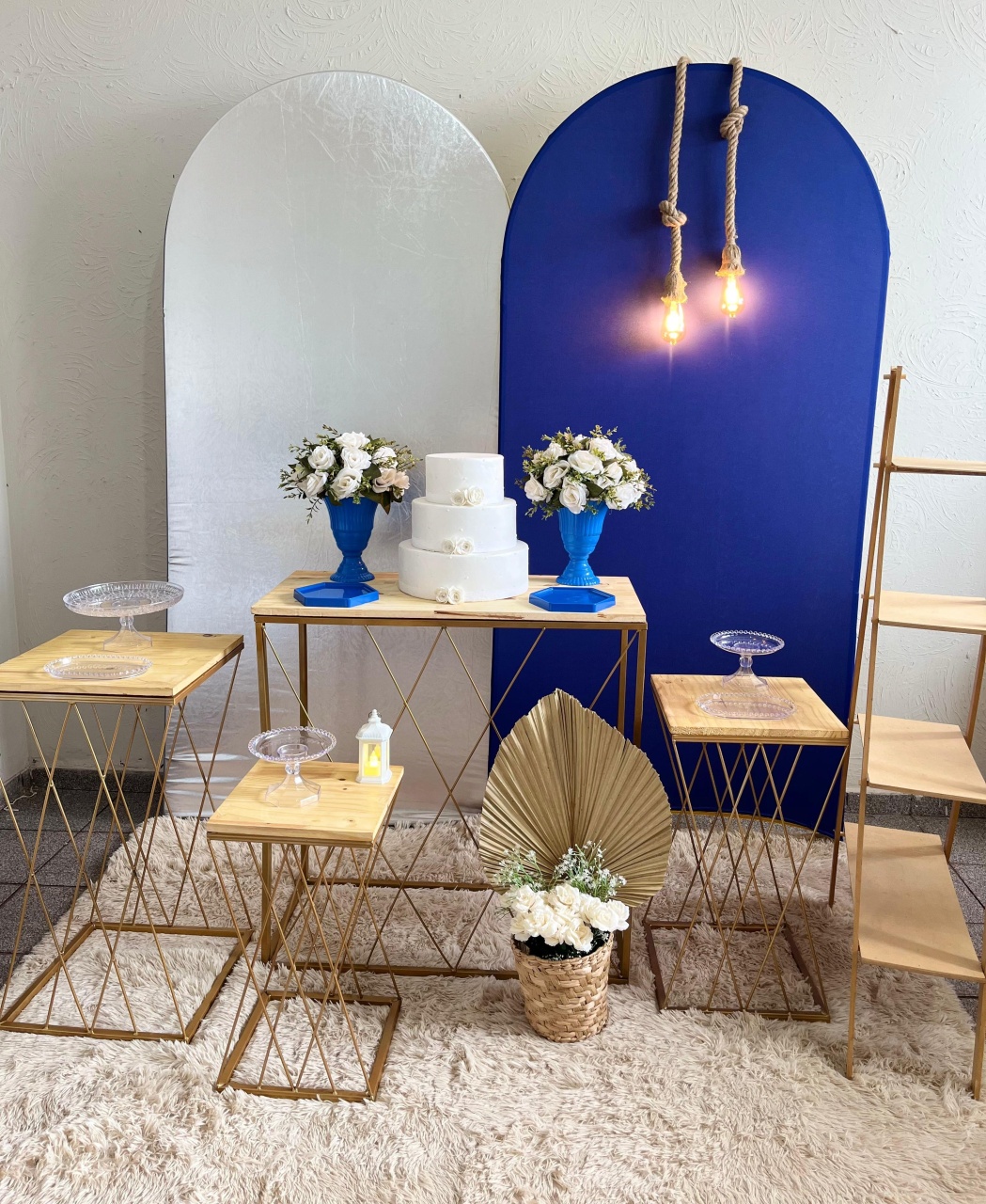Decoração Azul Royal / Prata Mesa Teia - Ph Pegue e Monte