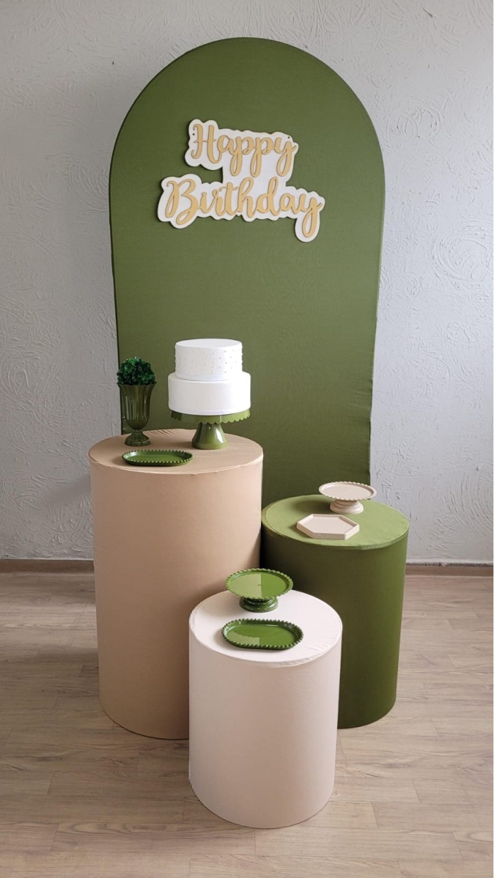 Happy Birthday Verde Oliva Kit Prata - Ph Pegue e Monte