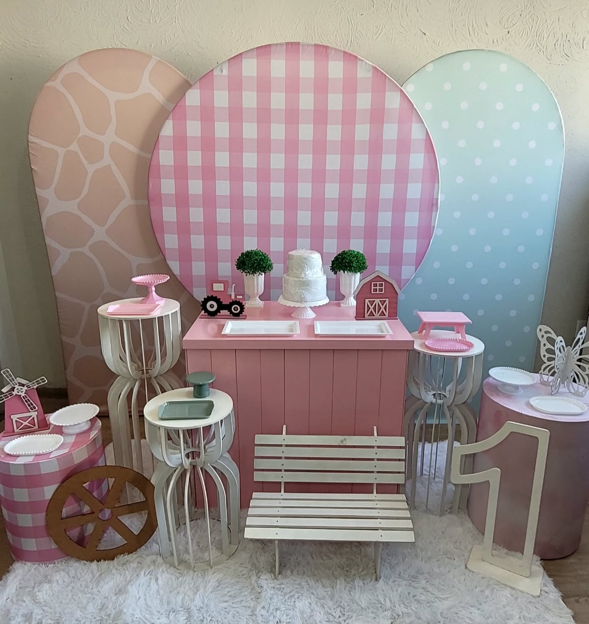 Decoração Xadrez Rosa 2 - Ph Pegue e Monte