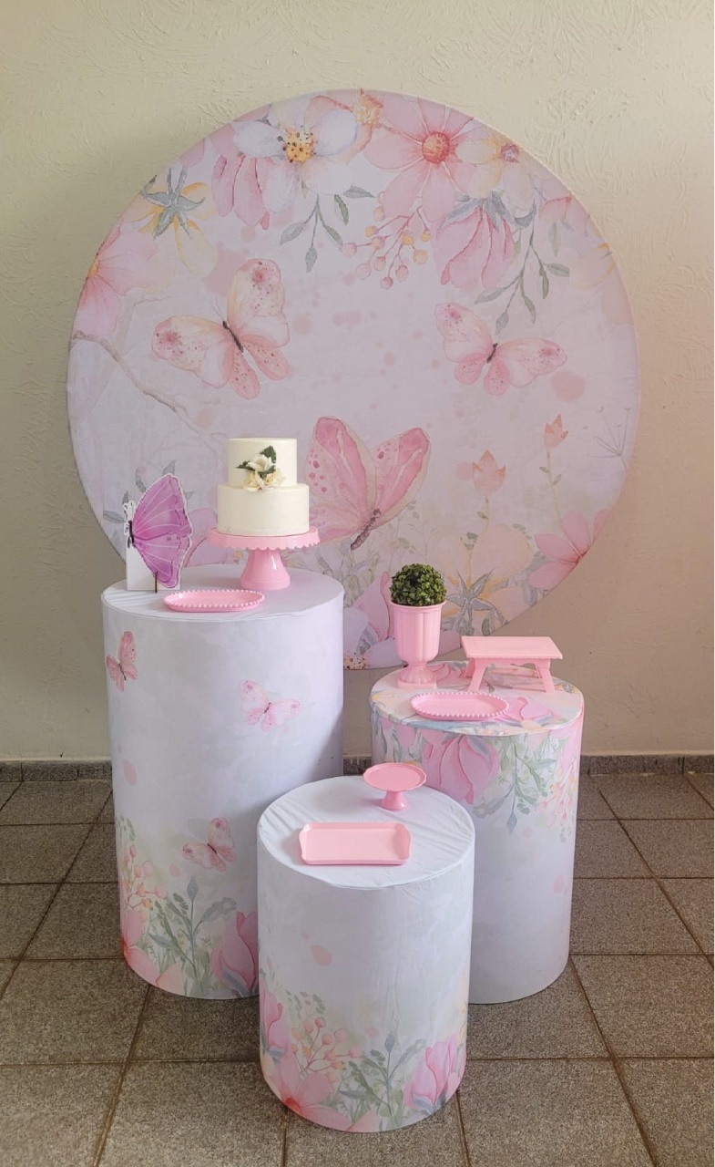 Borboleta Rosa Kit Prata  - Ph Pegue e Monte