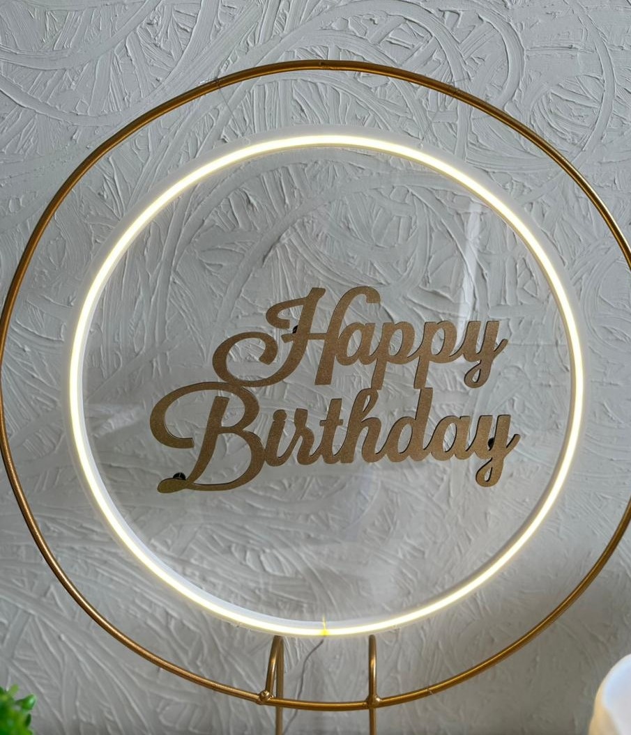 Placa Led 40X40 Happy Birthday - Ph Pegue e Monte