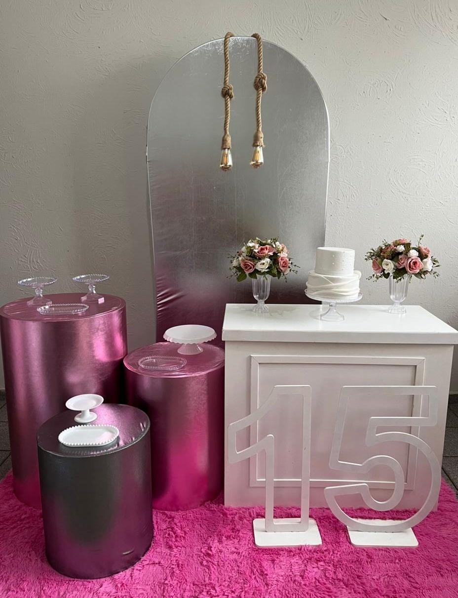 Decoração Prata/Rosa - Ph Pegue e Monte