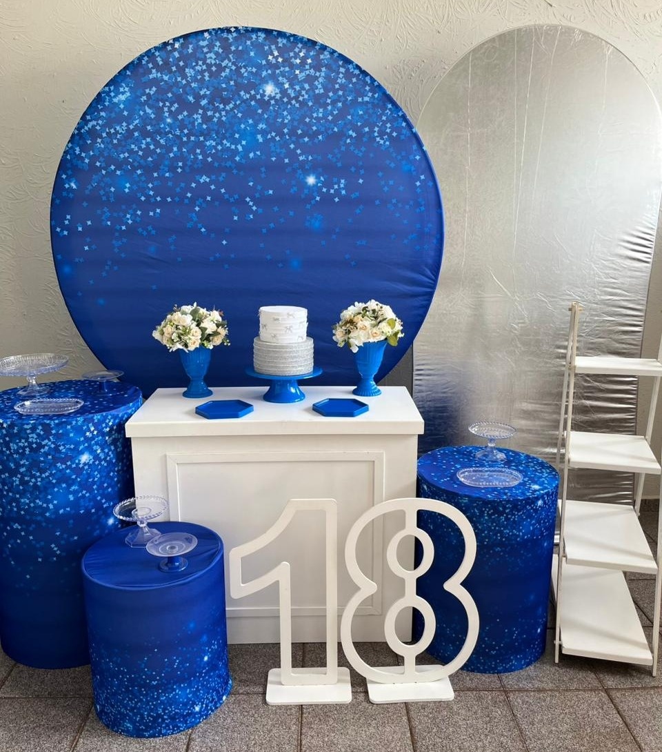 Azul Glitter / Prata Kit Diamante  - Ph Pegue e Monte