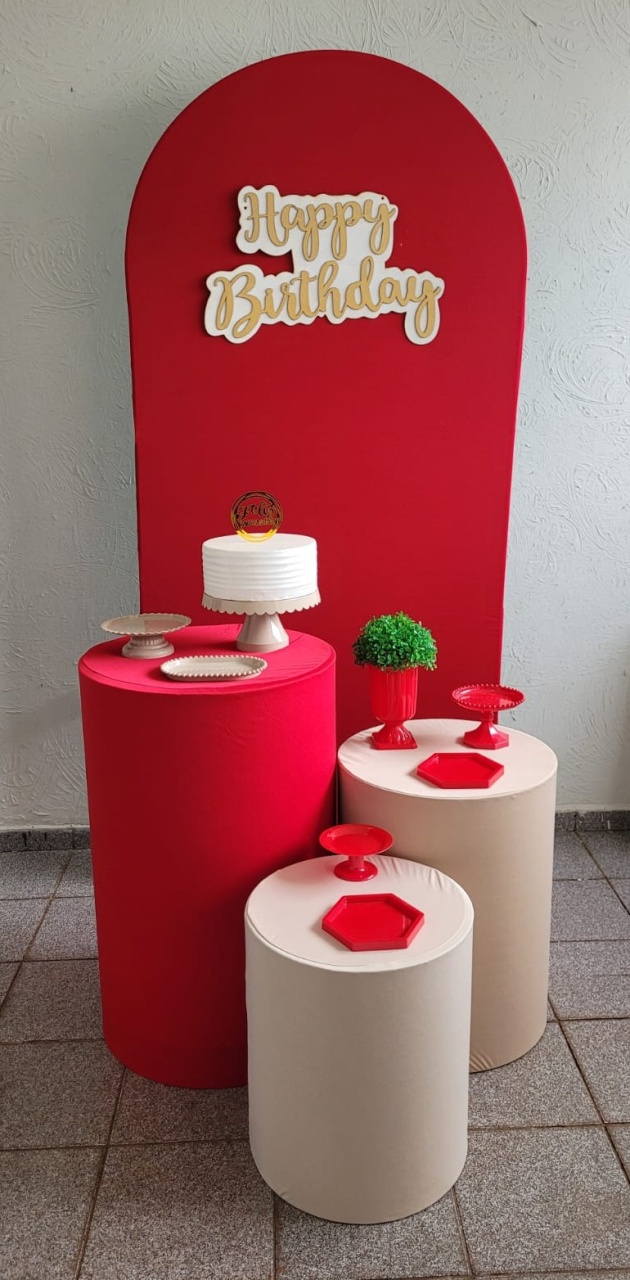 Happy Birthday Vermelho Kit Prata  - Ph Pegue e Monte