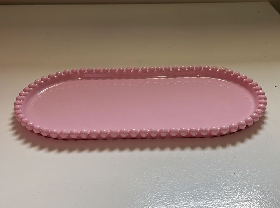 Bandeja Perola Oval Retangular Rosa Bebe - Ph Pegue e Monte