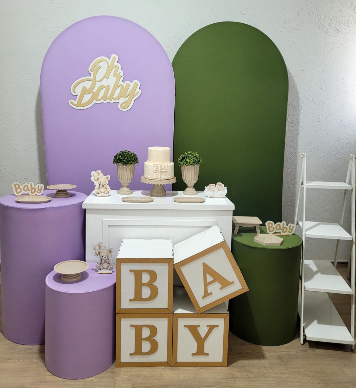 Decoração Verde Oliva E Lilás Oh Baby 2 - Ph Pegue e Monte