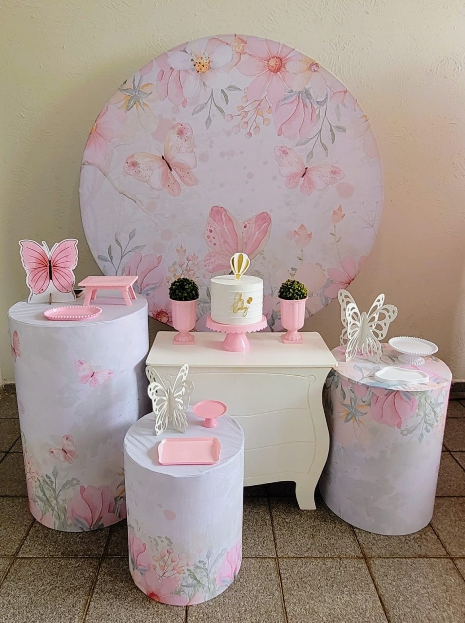 Borboleta Rosa Baby Kit Ouro - Ph Pegue e Monte