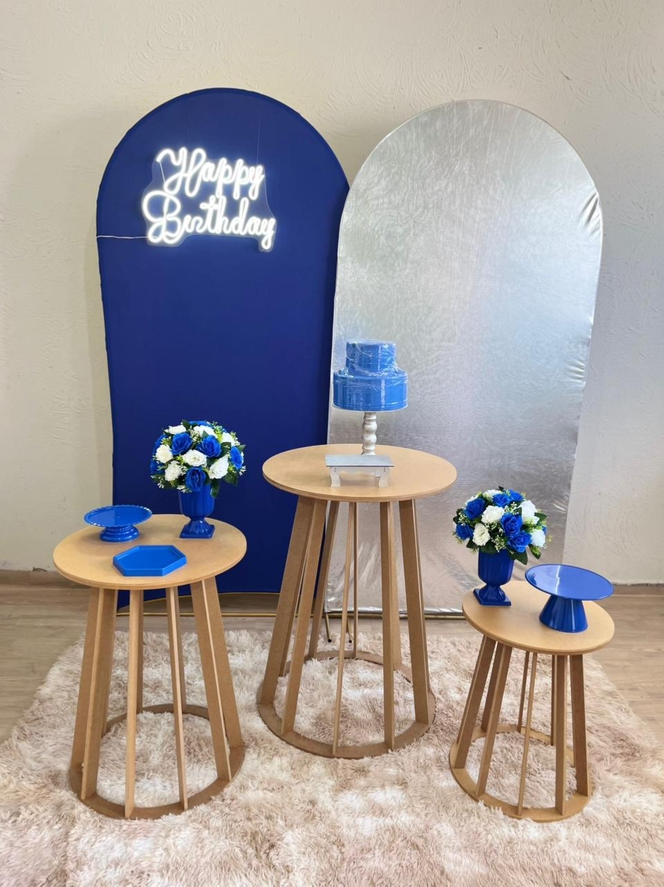 Decoração Azul / Prata 4 (Mesa Redonda) - Ph Pegue e Monte