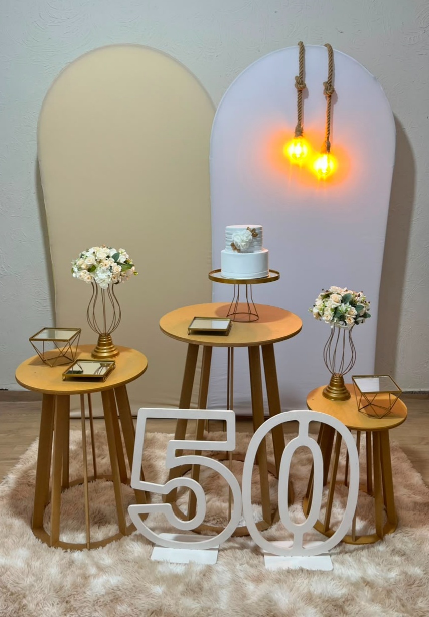 Decoração Nude / Branco (Mesa Redonda) - Ph Pegue e Monte
