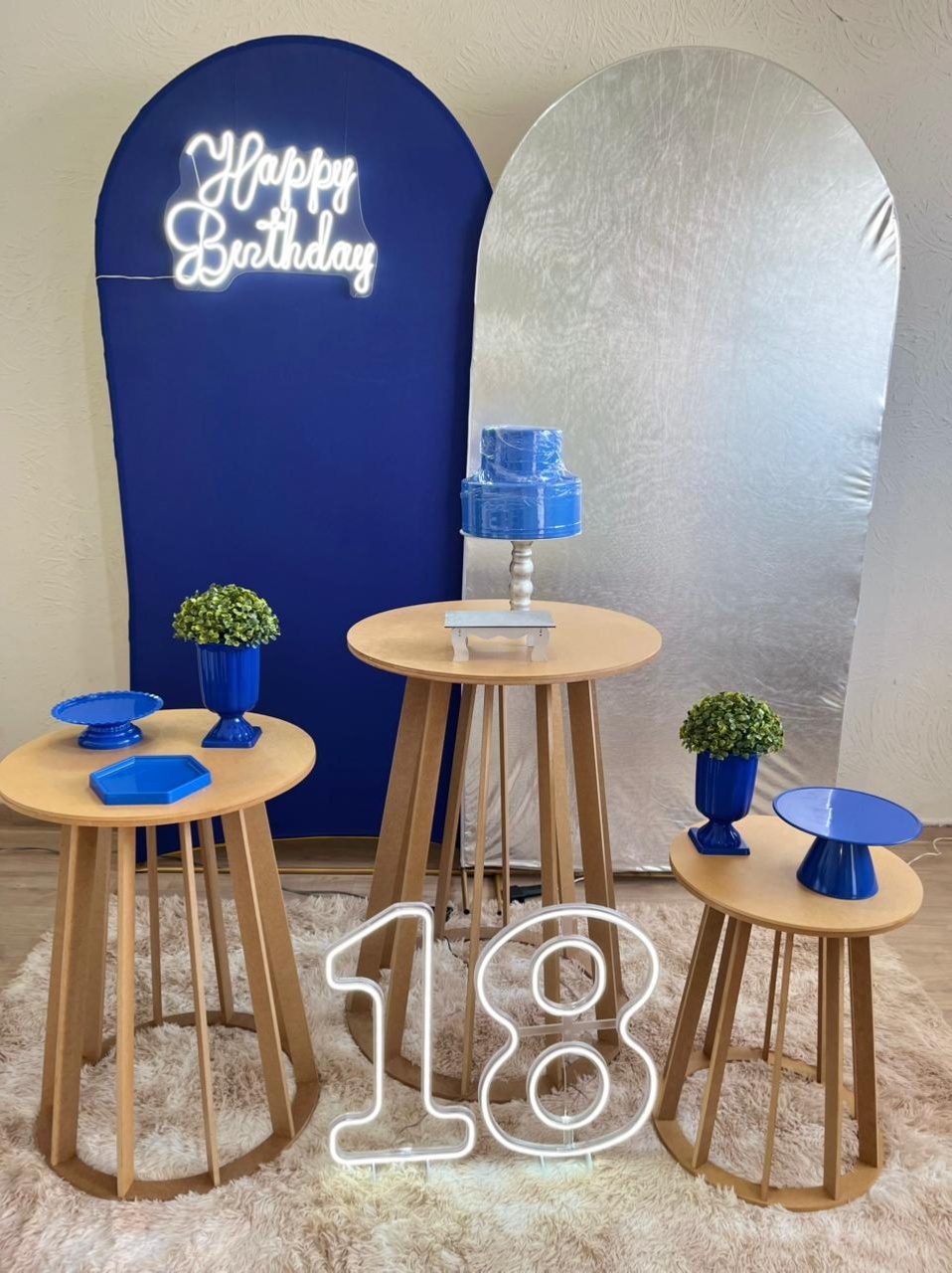 Decoração Azul / Prata 3 (Mesa Redonda) - Ph Pegue e Monte