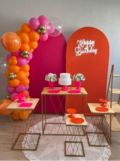 Decoração Pink Mesa de Ferro (Não Acompanha Bexiga) - Ph Pegue e Monte